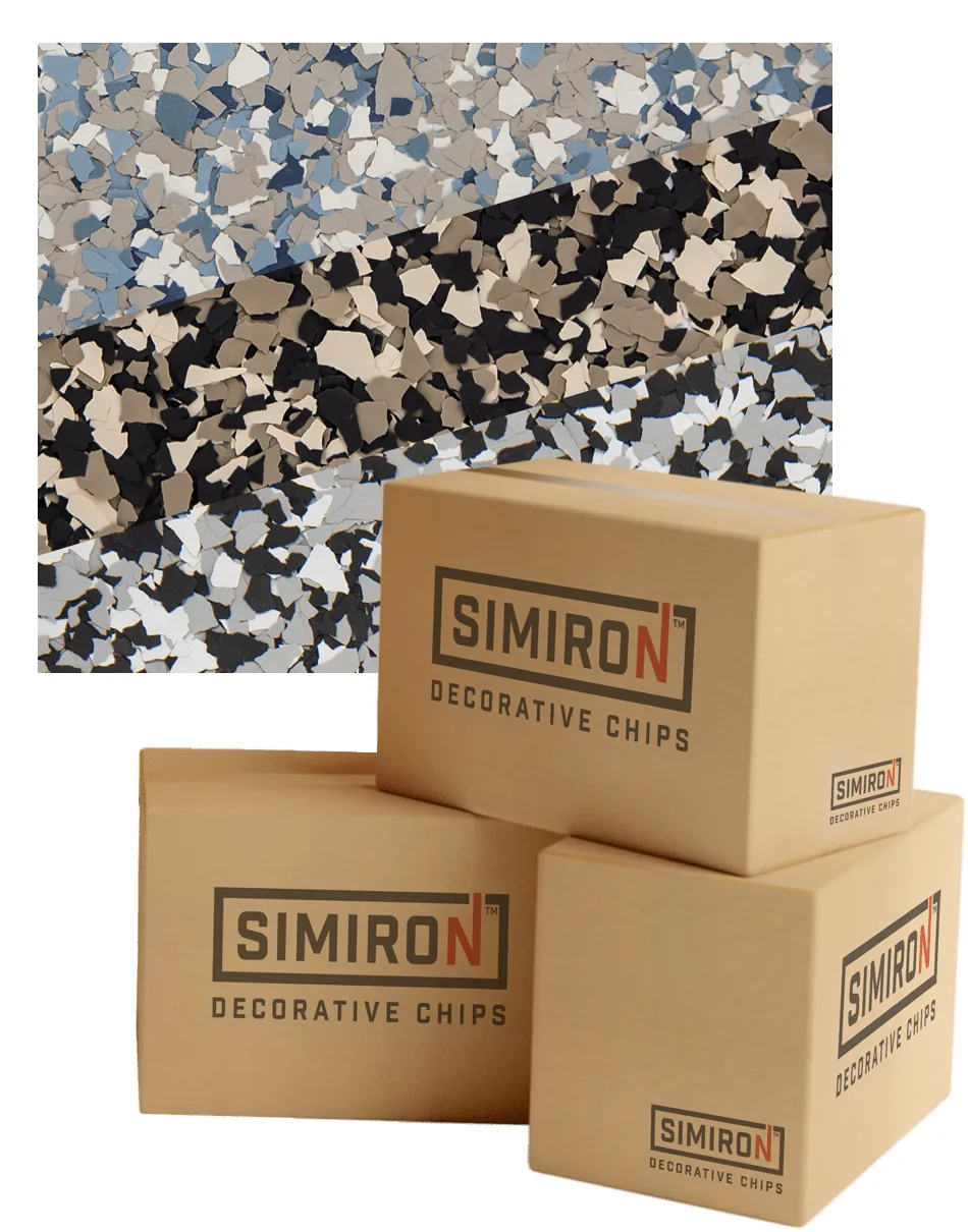 Simiron Decorative Chip floor coating flakes.